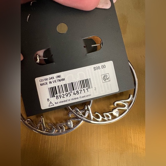 Coach Signature Silver Hoop Earrings - Picture 5 of 9